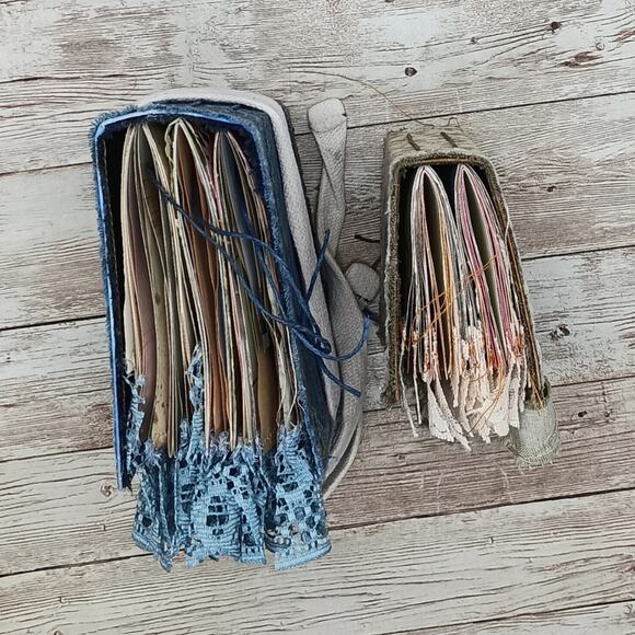 Small Blue Paisley and Beige Junk Journals, Chunky Handmade Recycled Journal - Picture 2 of 16